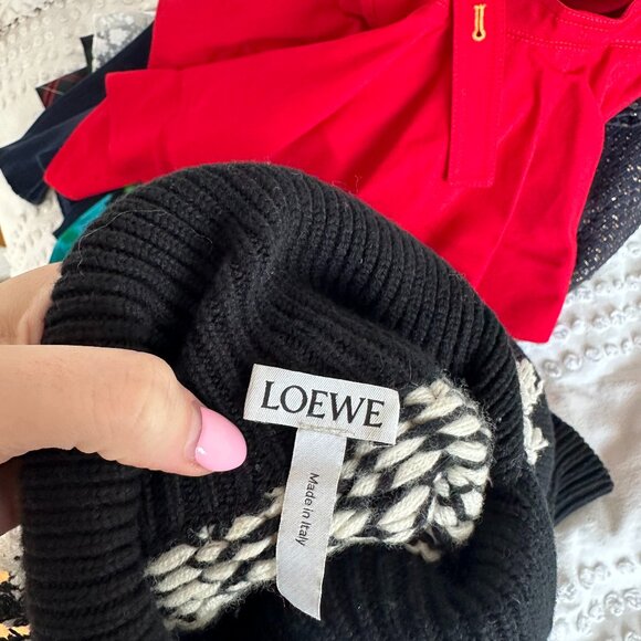 Loewe Sweater Wool Blend Rib Knit Argyle-Intarsia Pattern Roll Neck Sz Medium - Picture 2 of 12